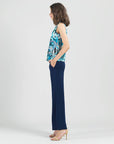 Sleeveless V-Neck Center Front Tie Top: Multi