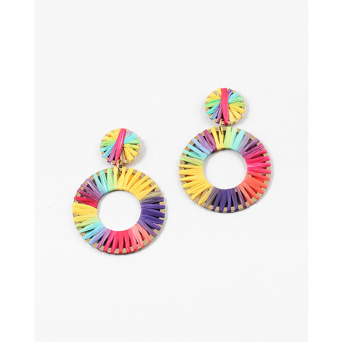Rainbow Raffia Earrings