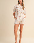 Ladder Trim Button Top & Shorts Set