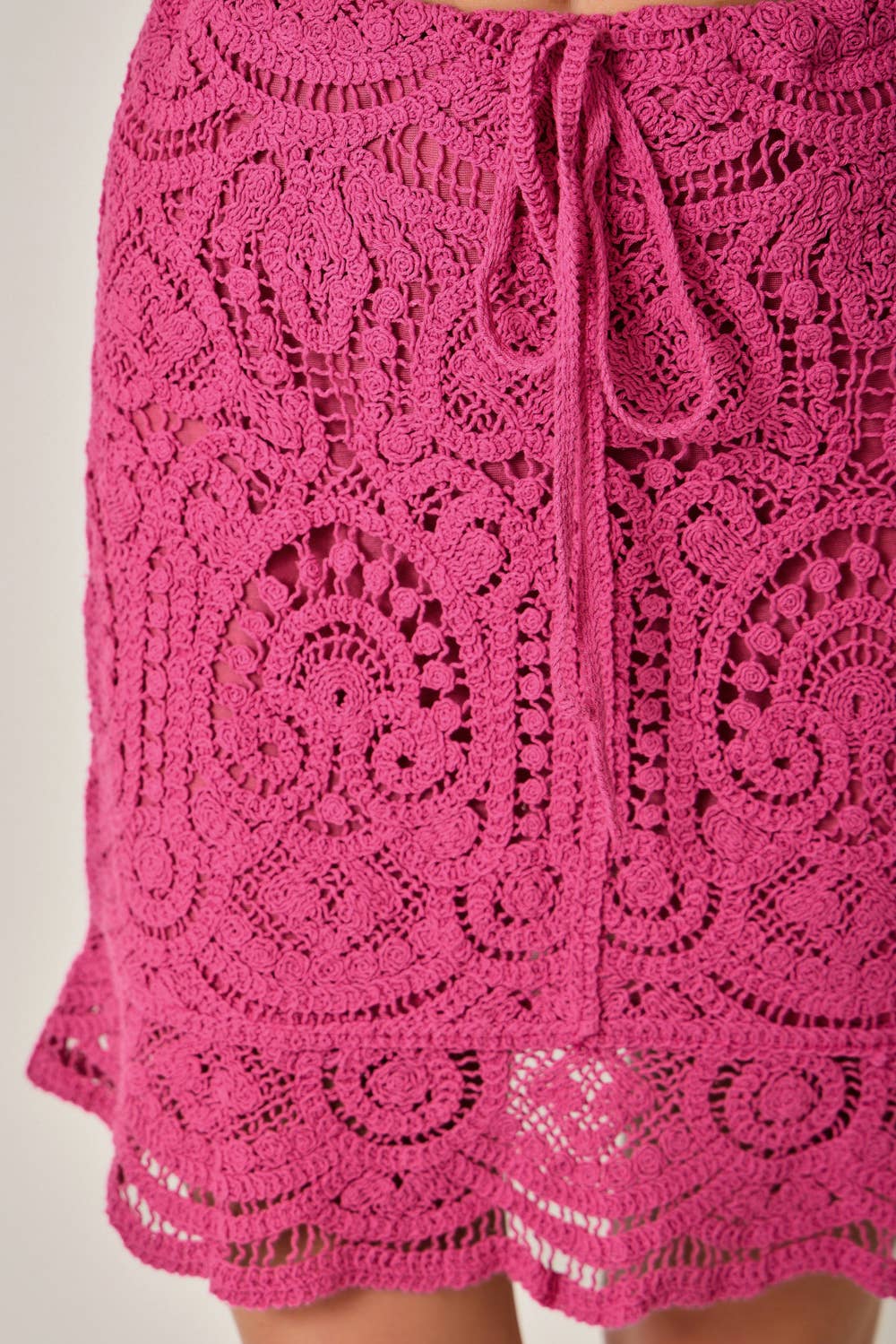 Fuchsia Crochet Ruffled Skirt