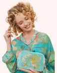 Velvet Embroidered Make Up Bag Hummingbird