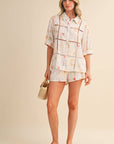 Ladder Trim Button Top & Shorts Set