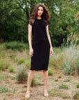 Clara Sunwoo Mesh Cap Sleeve Midi Dress