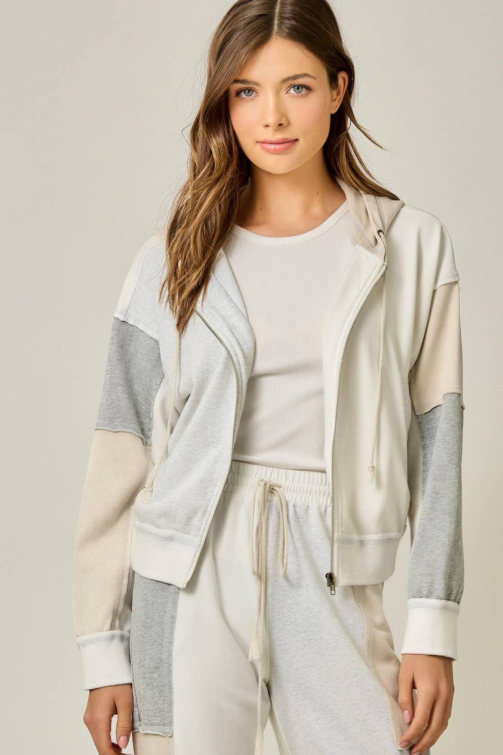Color Blocked Zip-Up Hoodie