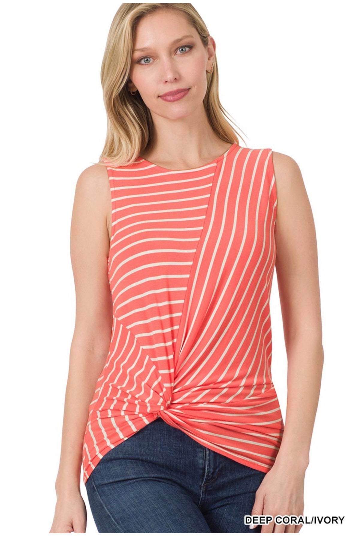 Stripe Knot Front Top