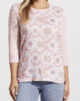 3/4 Sleeve Combo Print Top