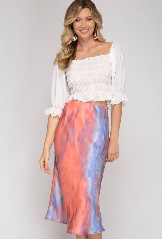 Sunset Silk Midi Skirt